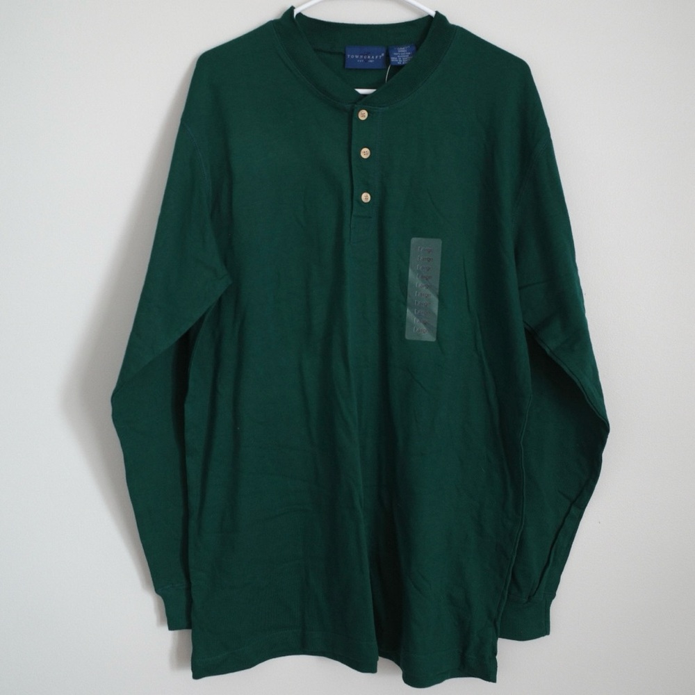 New Towncraft Men’s Forest Green Long Sleeve Henley